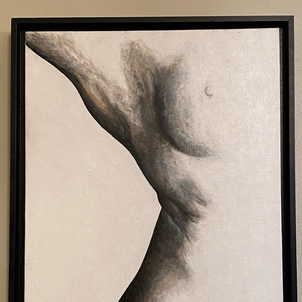 Nude original painting Body in shade singned, artist J Cruz acrylic hand painted - Picture 8 of 9
